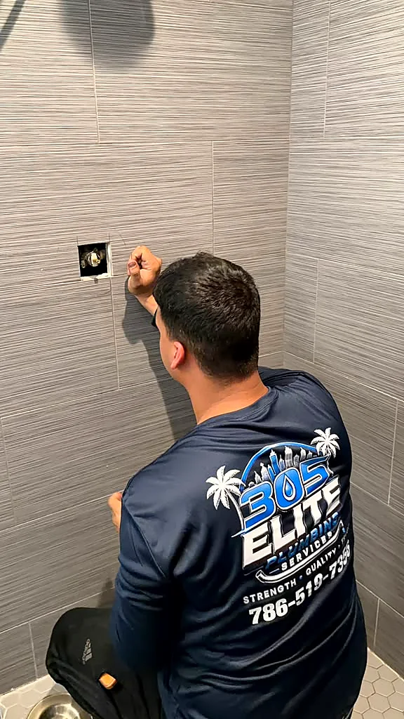 Shower valve installation for a bathroom remodel in Miami by 305 Elite Plumbing